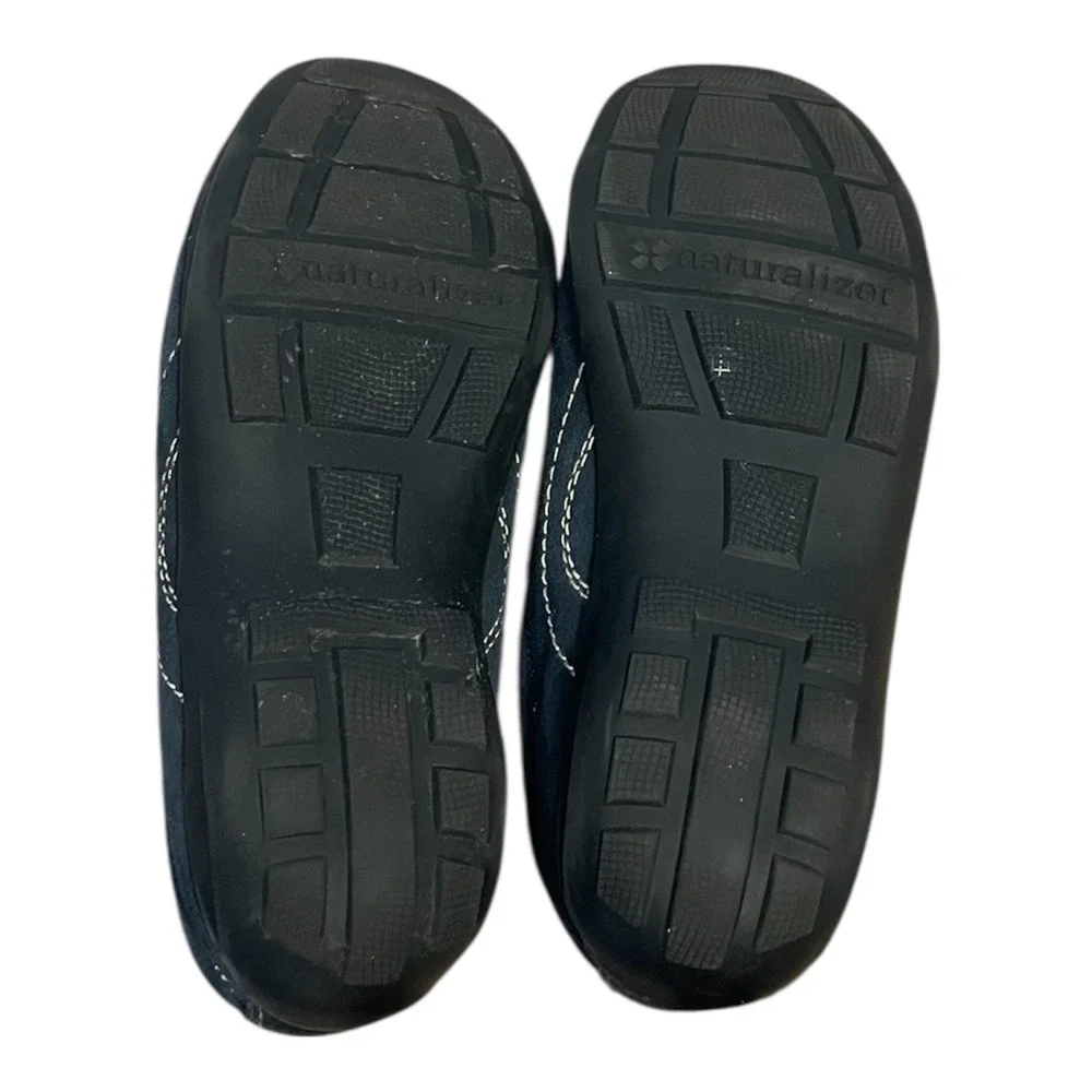 Naturalizer Womens Navy Blue Suede Slip On Loafers‎ Contrast Stitching 7.5M